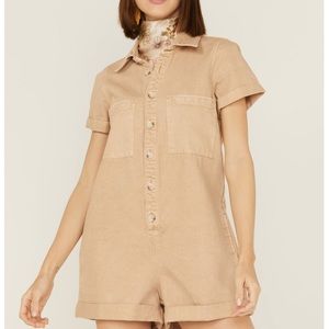 Brown Range Foldover Sleeve Romper
